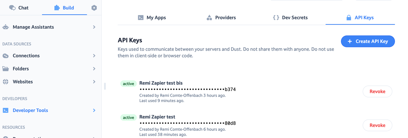 Où trouver la clé API Dust