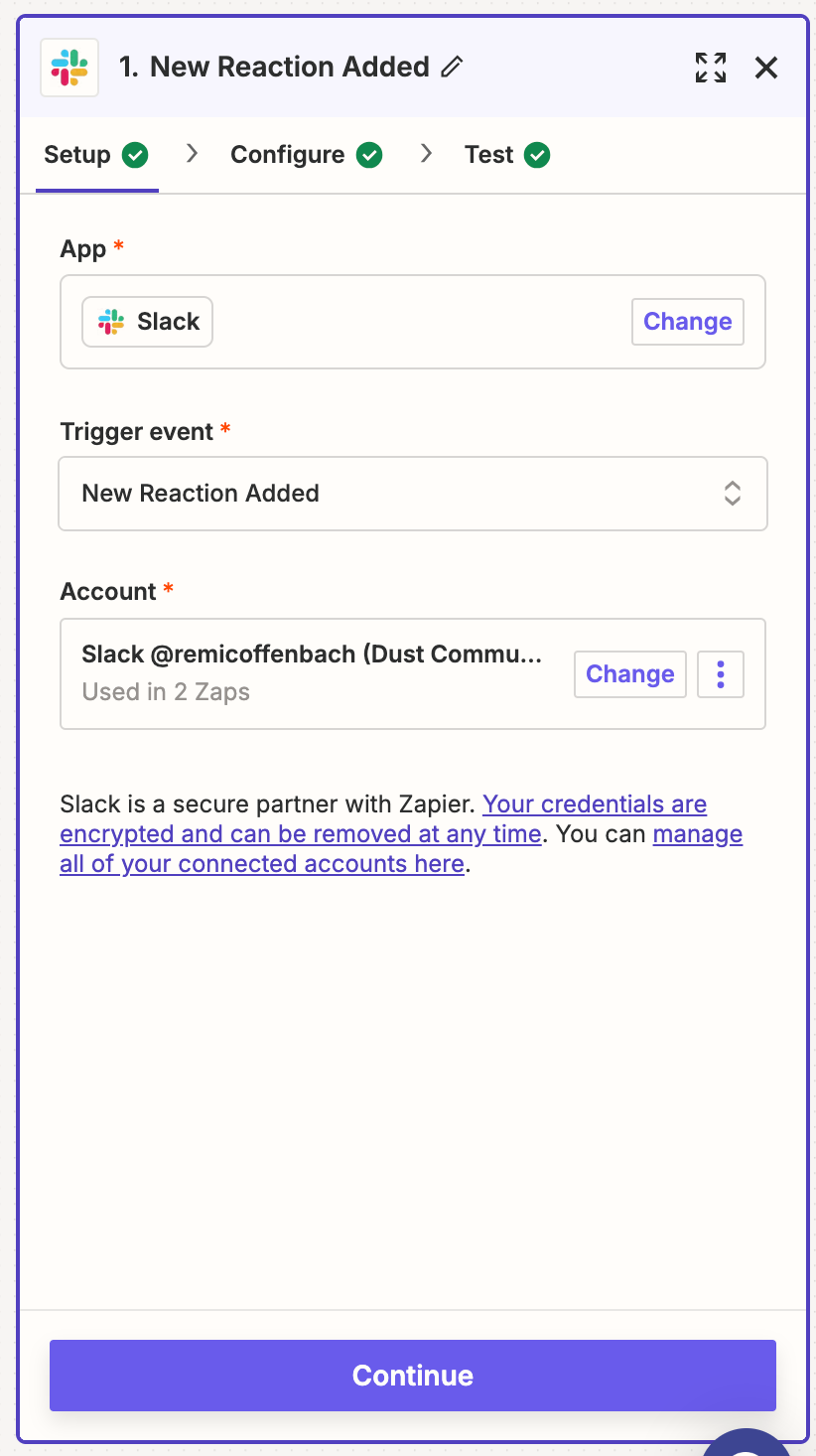 Déclencheur Slack dans Zapier