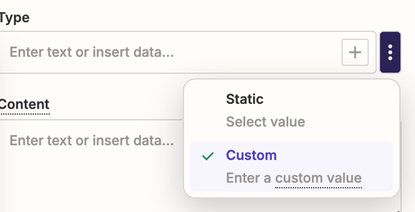 Réglage Custom / Static