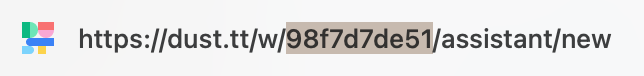 Identifiant d'espace de travail dans l'URL Dust